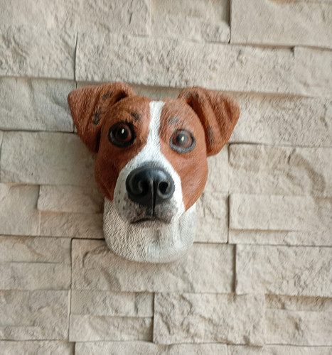 Painted stone jack russell dog - stone,