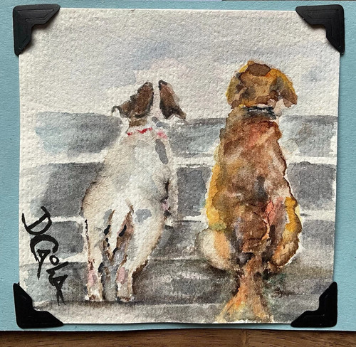 Painting jack russell - painting, golden