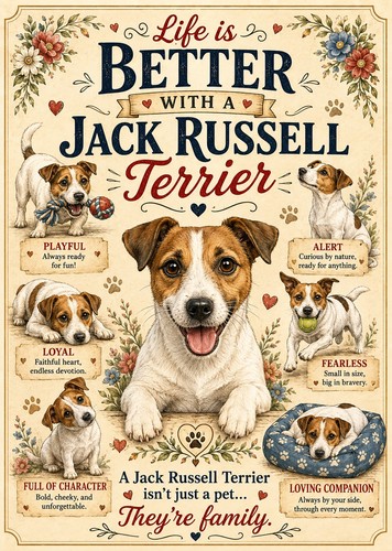 Jack russell print life is - russell, a4